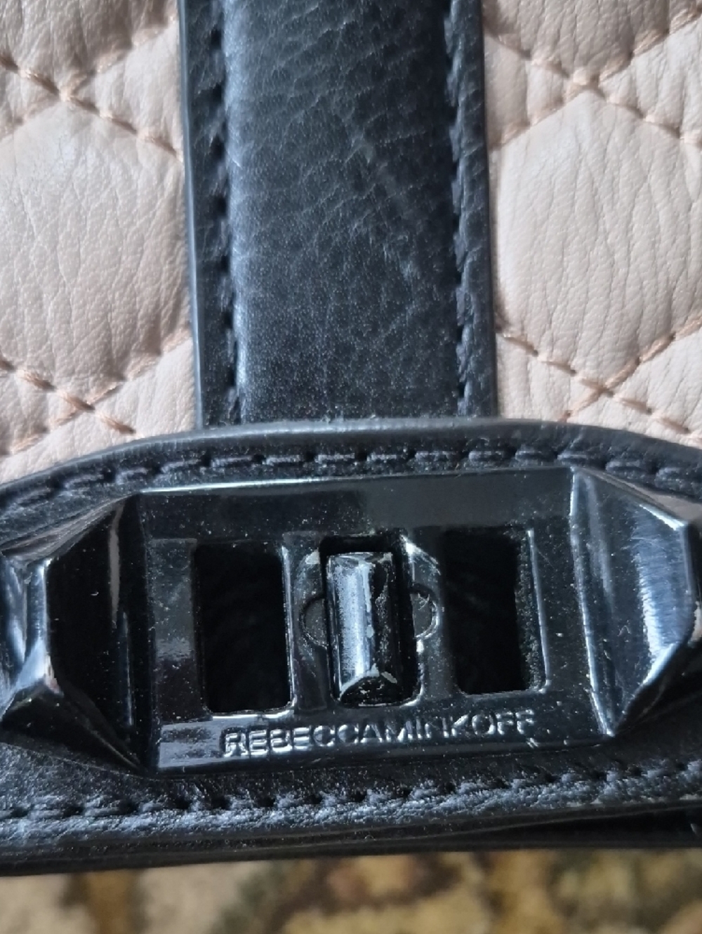Rebecca Minkoff Black and Light Pink Quilted Crossbody Bag - Picture 3 of 5